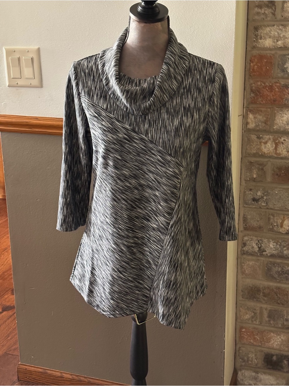 Cowl Neck Asymmetrical Gray Tunic Top
